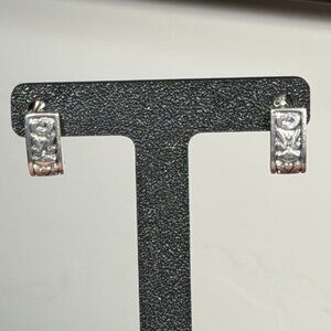 Vintage-Inspired Silver Floral Scroll Hoop Earrings — 925 Silver